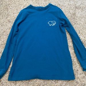 Turquoise long sleeve ivory Ella shirt.